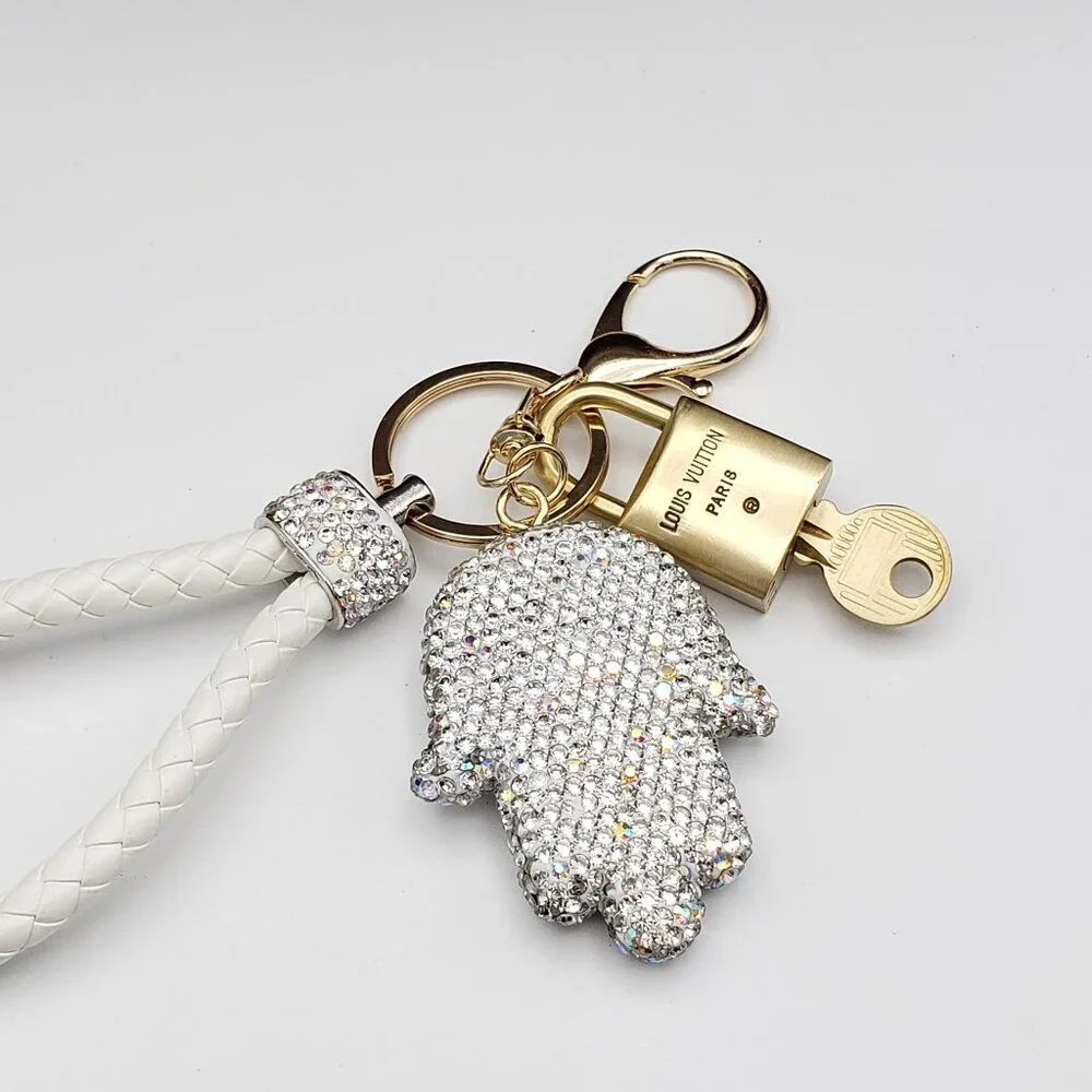 Authentic Louis Vuitton Lock & Key with Unbranded Evil Eye Charm, Keychain